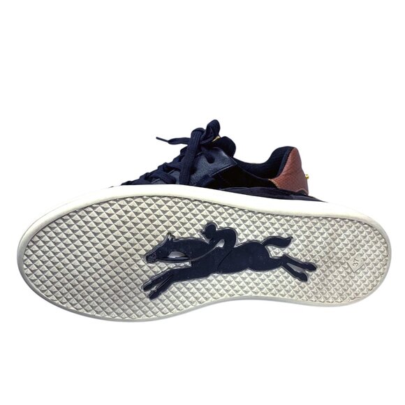 Longchamp Le Pliage Black Suede Russian Leather Heel Lace‎ Up Fashion Sneakers - Picture 12 of 13